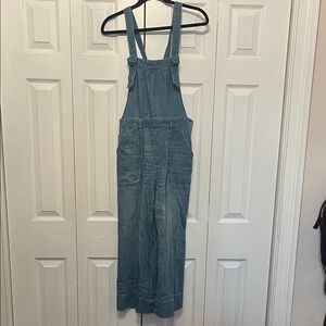 Pilcro by Anthropologie Cropped Wide Leg Denim Overalls Size 28